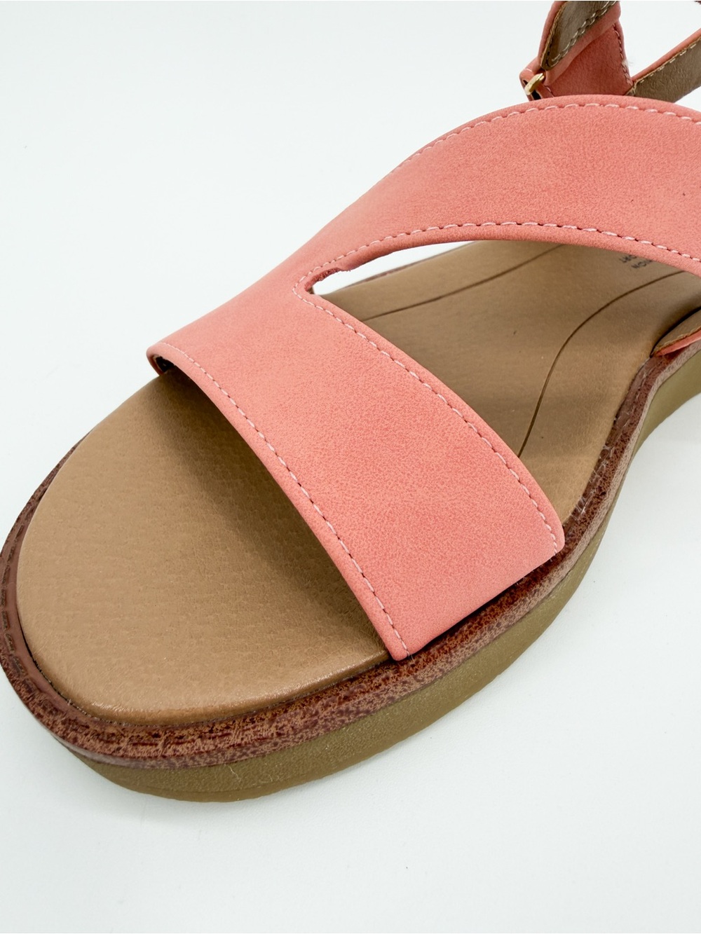 LifeStride Waverly Strappy Platform Sandals Hook & Loop Coral Pink 6W WIDE NEW - Picture 9 of 16